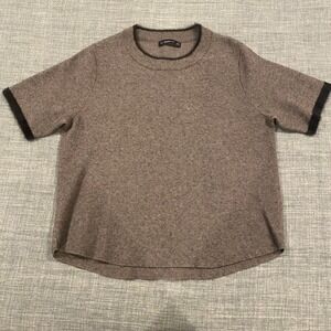 ZARA KNIT Short Sleeve Crew Neck Sweater Gray XL Cozy